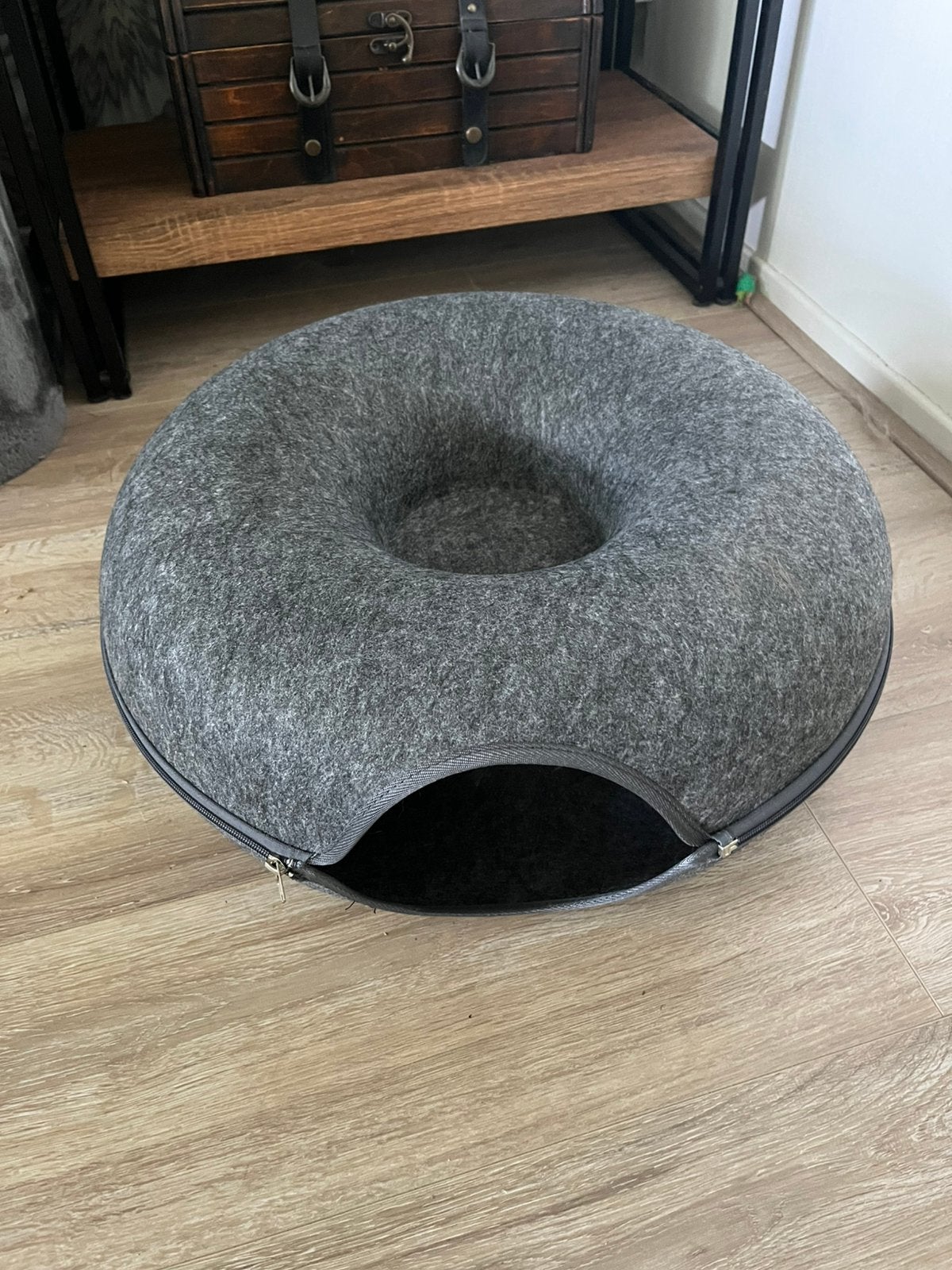 Grijs vilten kattendonut kattenmand nieuw, Dieren en Toebehoren, Ophalen of Verzenden, Nieuw, Vilt