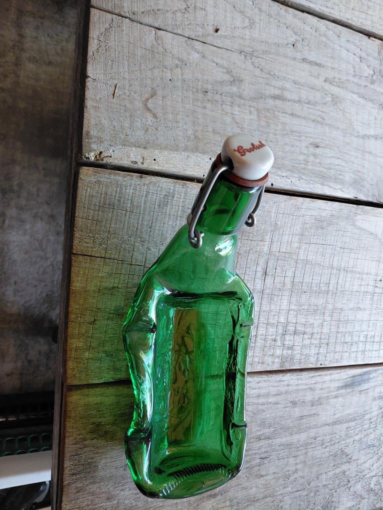 Unieke Grolsch fles schaal - Groen glas asbak, Verzamelen, Ophalen of Verzenden, Nieuw, Glas of Glazen, Grolsch