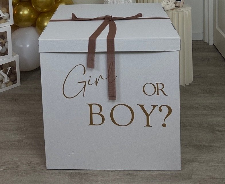 Gender Reveal Box 70x70 cm - Jongen of Meisje?, Ophalen, Nieuw, Feestartikel, Geboorte of Huwelijk
