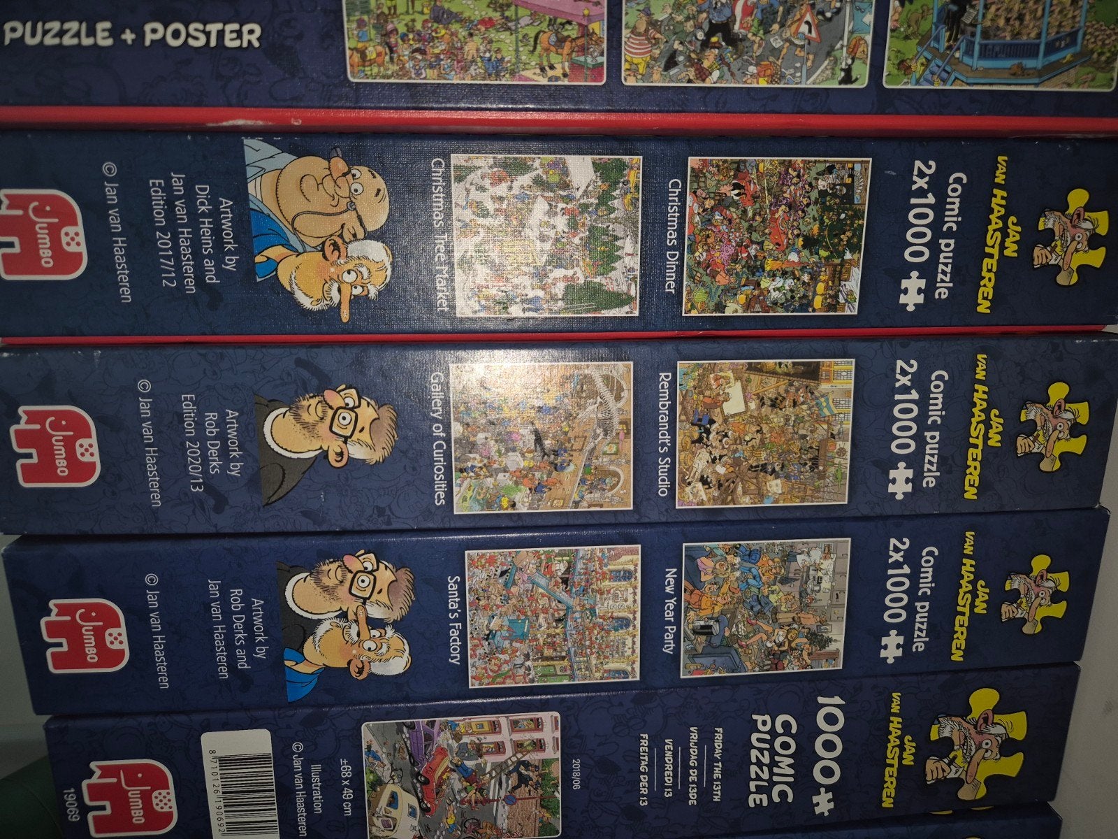 3 st Jan van Haasteren Puzzels -2x1000st, Ophalen, 500 t/m 1500 stukjes, Gebruikt, Legpuzzel