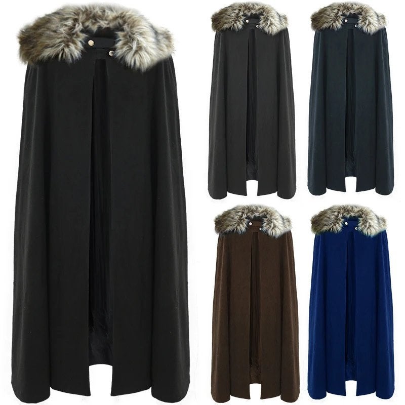 Middeleeuwse heren mantel met bont (cape larp renaissance), Verzenden, Nieuw, Bovenkleding