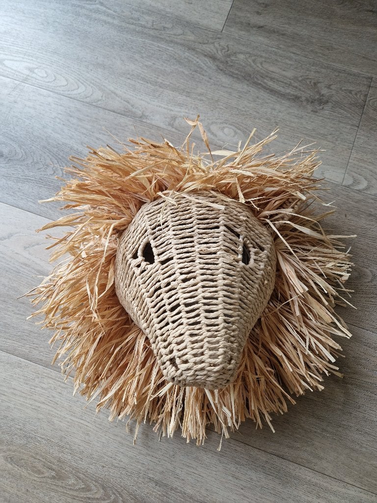 Wanddecoratie leeuw, Huis en Inrichting, Zo goed als nieuw, Natuurlijk materiaal, Ophalen, Beige