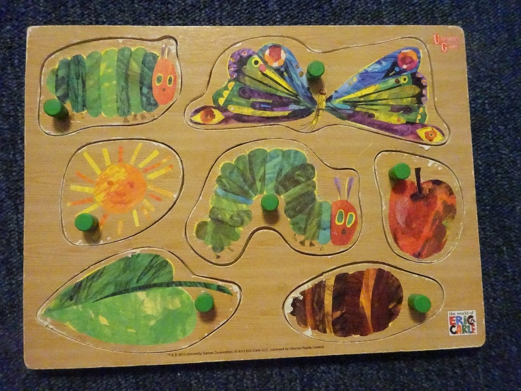 ( nr. 418 )  houten puzzel .... vlinder, Ophalen of Verzenden, 10 tot 50 stukjes, Gebruikt