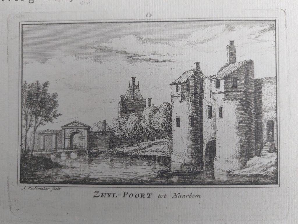 62 / Zeyl Poort te Haarlem Gravure 18e eeuw A. Rademaker, Ophalen of Verzenden