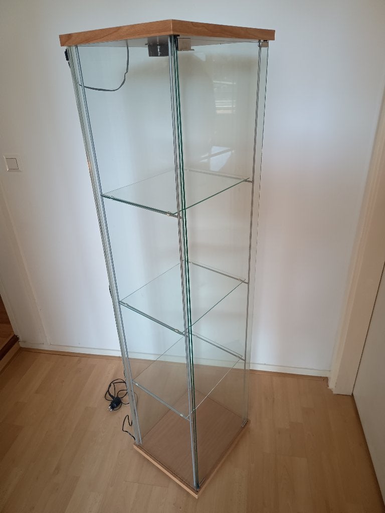Vitrinekast met lamp, Huis en Inrichting, Ophalen, Minder dan 50 cm, Gebruikt, Glas