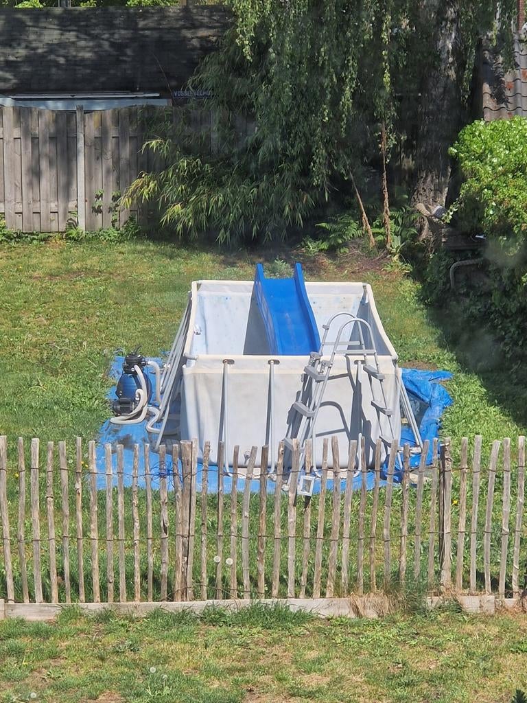 Powersteel Zwembad 2x4 meter met pomp, Ophalen of Verzenden, Gebruikt, Rechthoekig, Opzetzwembad