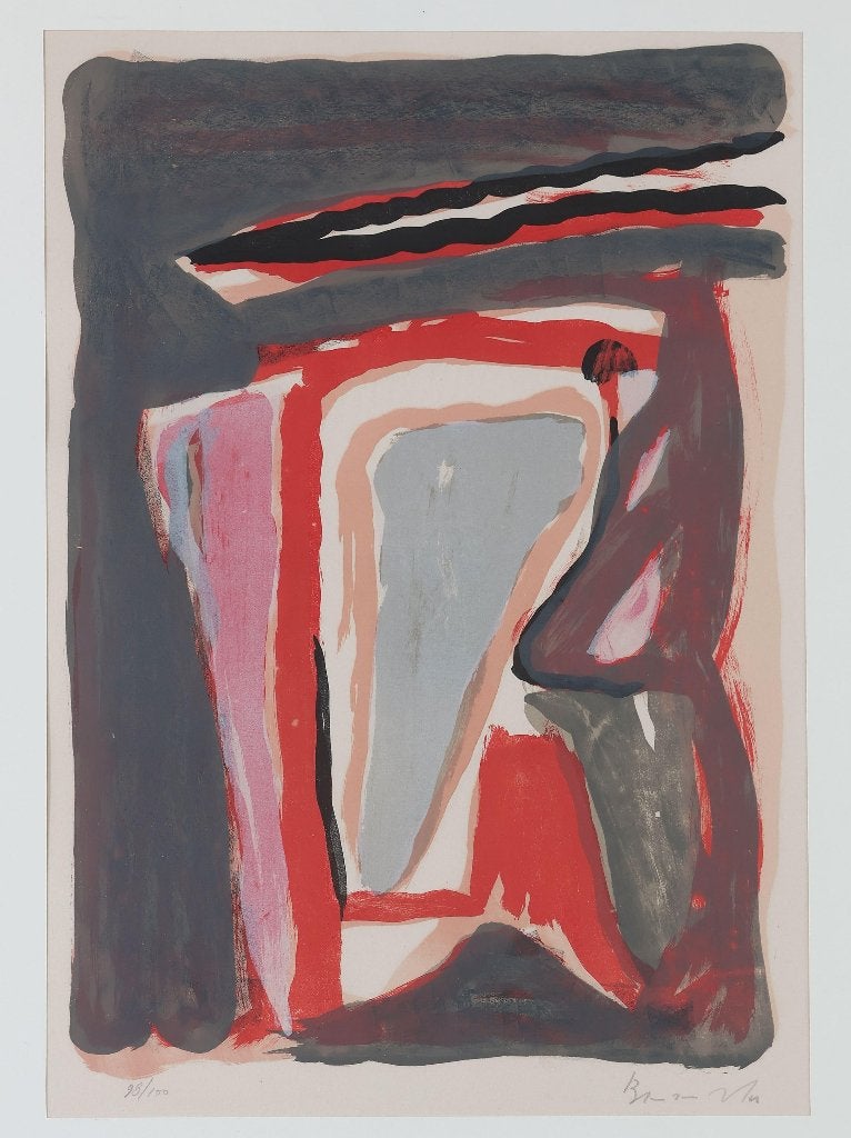 Bram van Velde (1895)Kleur Lithografie "Comp YR 252" Ges Gen, Abstract, Ophalen of Verzenden, Lithografie, Gelimiteerde oplage