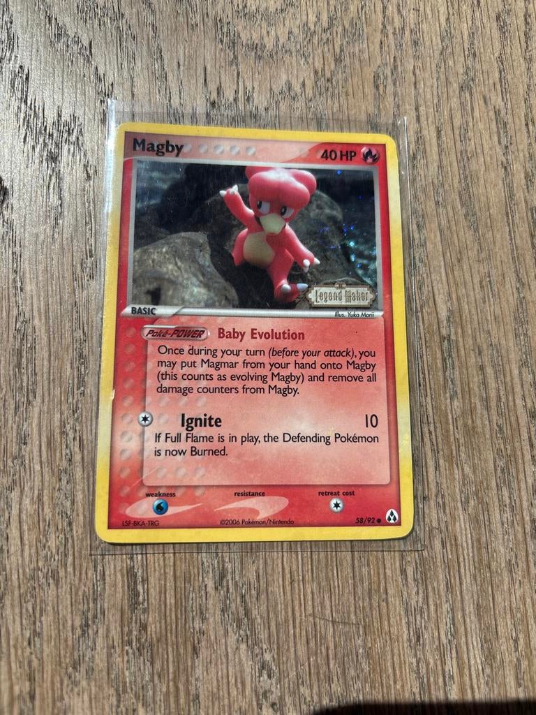 Magby Pokémon Kaart 58/92 EX Legend Maker 2006, Ophalen of Verzenden, Gebruikt, Losse kaart