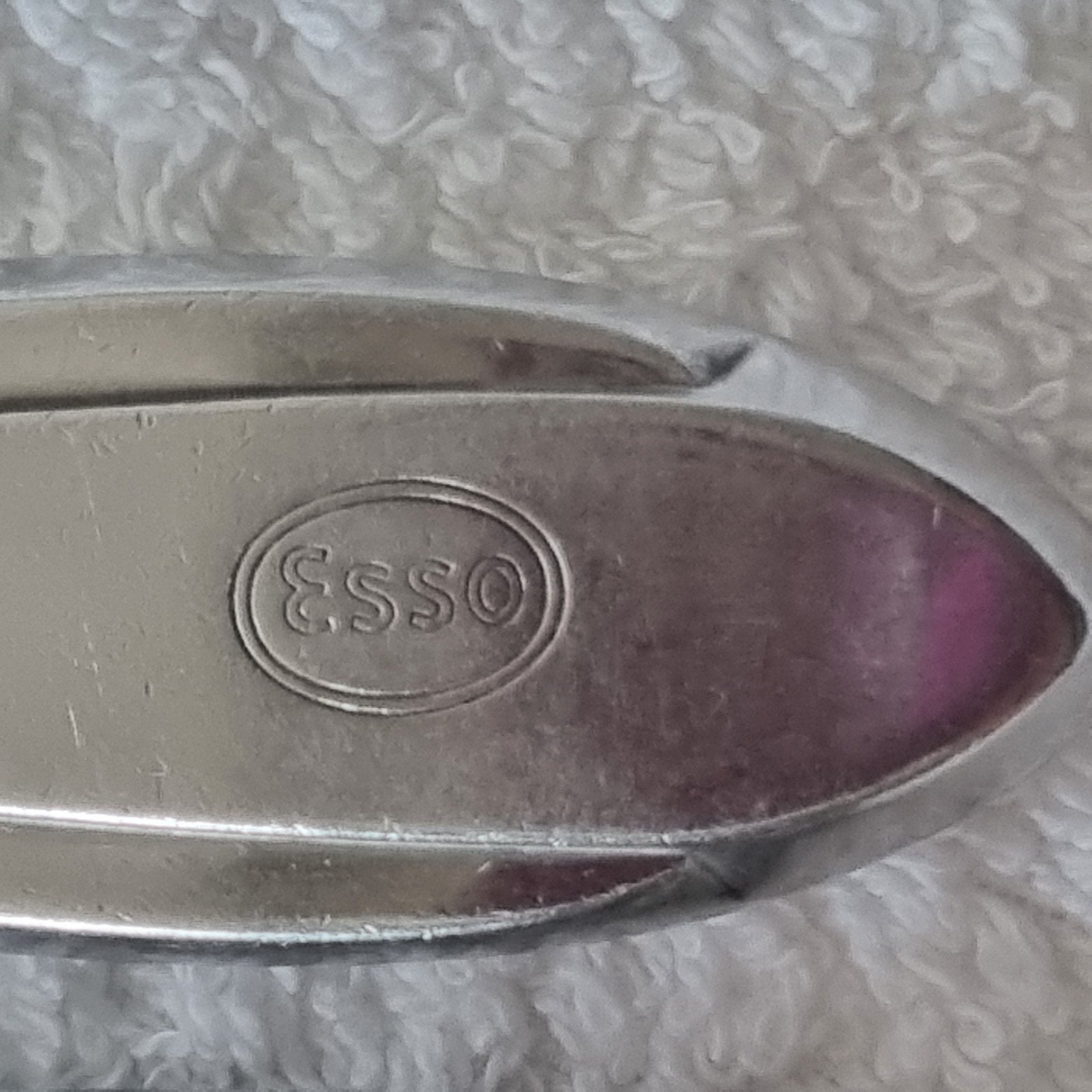 ESSO oud logo op 3 vorken vork bestek vintage oud jrn 60 70, Ophalen of Verzenden, Gebruikt, Gebruiksvoorwerp