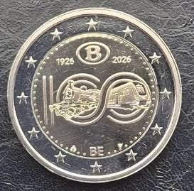 België 2 euro 2026 UNC - 100 jaar spoorwegen, Verzenden, België, 2 euro, Losse munt