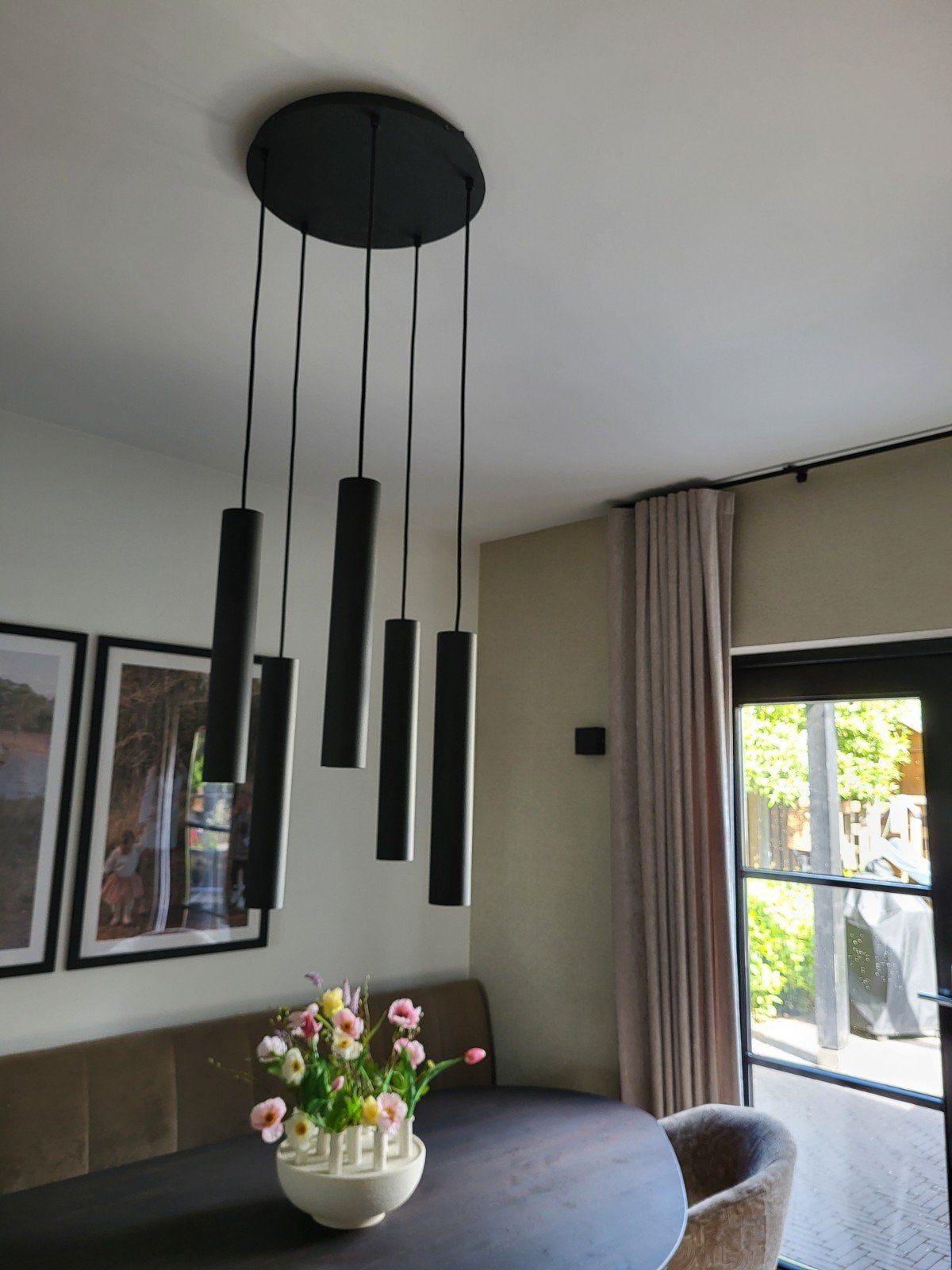 Chique Zwarte Hanglamp - Sfeervolle Verlichting, Ophalen of Verzenden, Zo goed als nieuw, Metaal, Modern, Chique, Industrieel