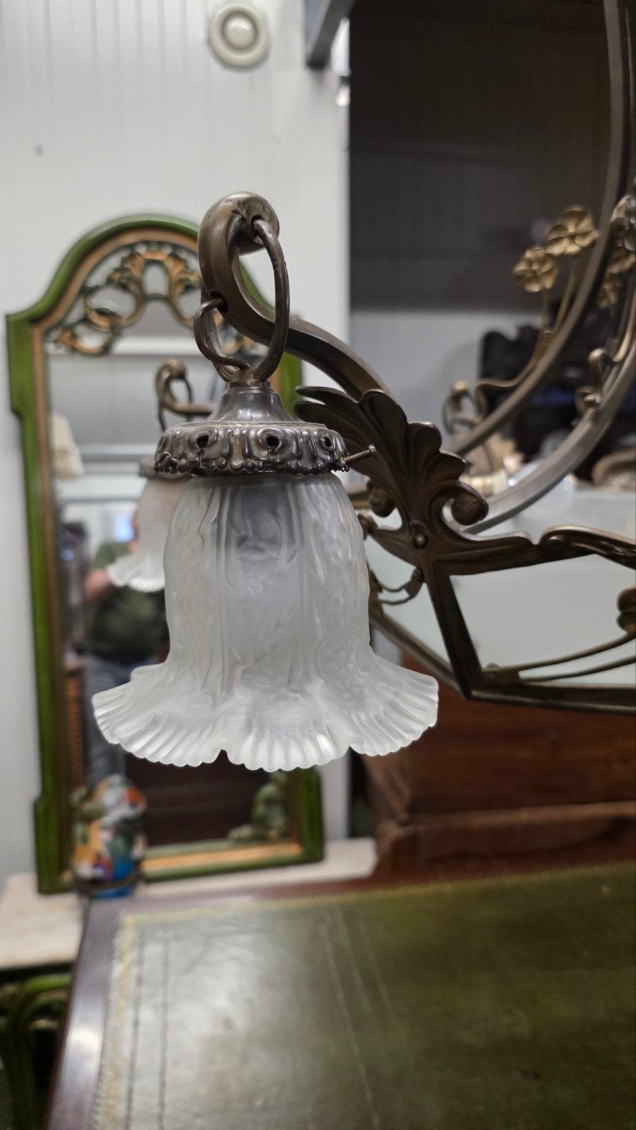 bronzen art Deco hanglamp, Antiek en Kunst, Ophalen