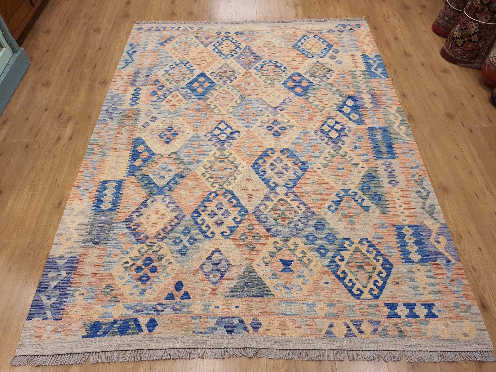 Prachtige handgeweven oosterse kelim 250x188, Info@SlatsAntiek.nl, 150 tot 200 cm, Vof Slats Antiek, Ophalen of Verzenden