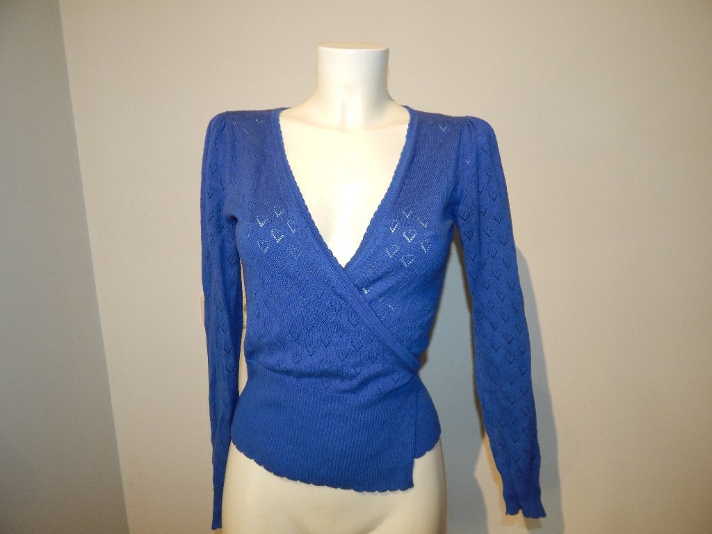 King Louie kobalt blauw hartjes vestje wikkel model mt S