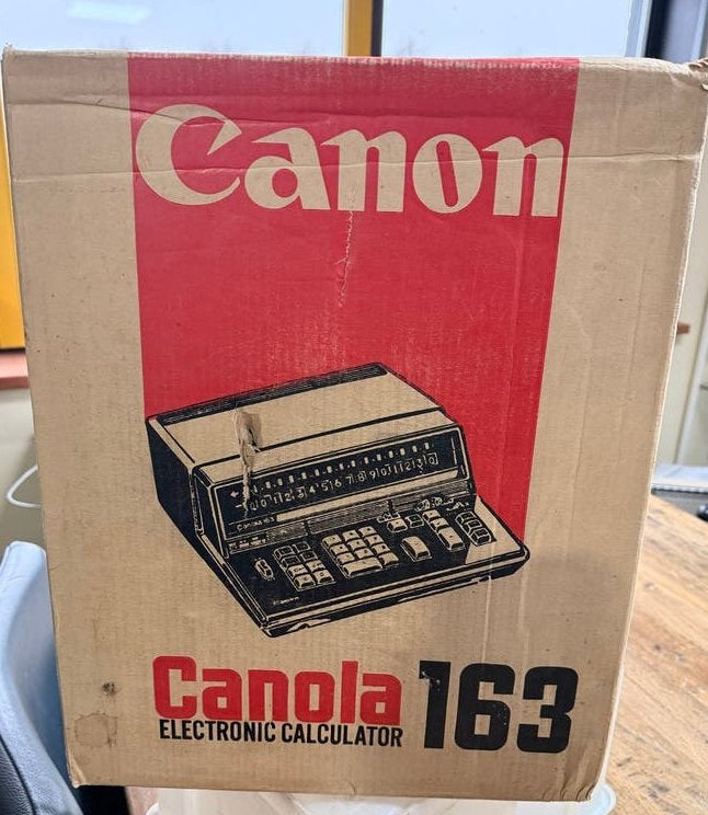 Vintage doos Canon Canola 163 Elektronische Rekenmachine, Ophalen of Verzenden