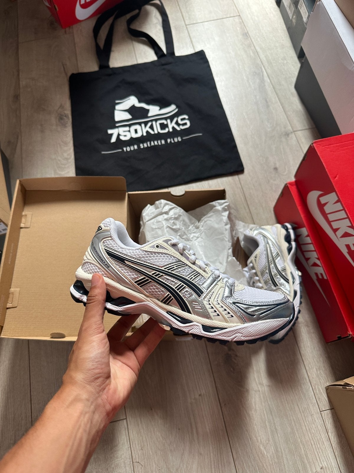 Asics Gel-Kayano 14 White Midnight Maat EU39,5 39.5 39, Wit, Nieuw, Ophalen of Verzenden, A