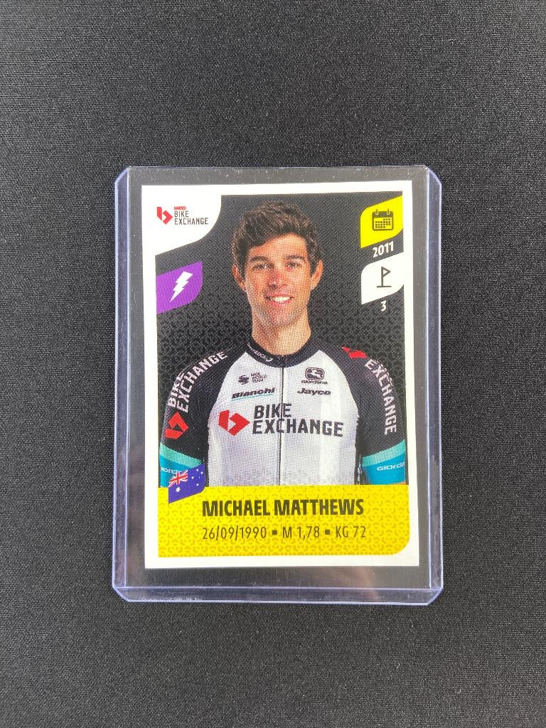 Michael Matthews Panini Tour de France Sticker BikeExchange, Verzenden, Zo goed als nieuw, Overige sporten, Poster, Plaatje of Sticker