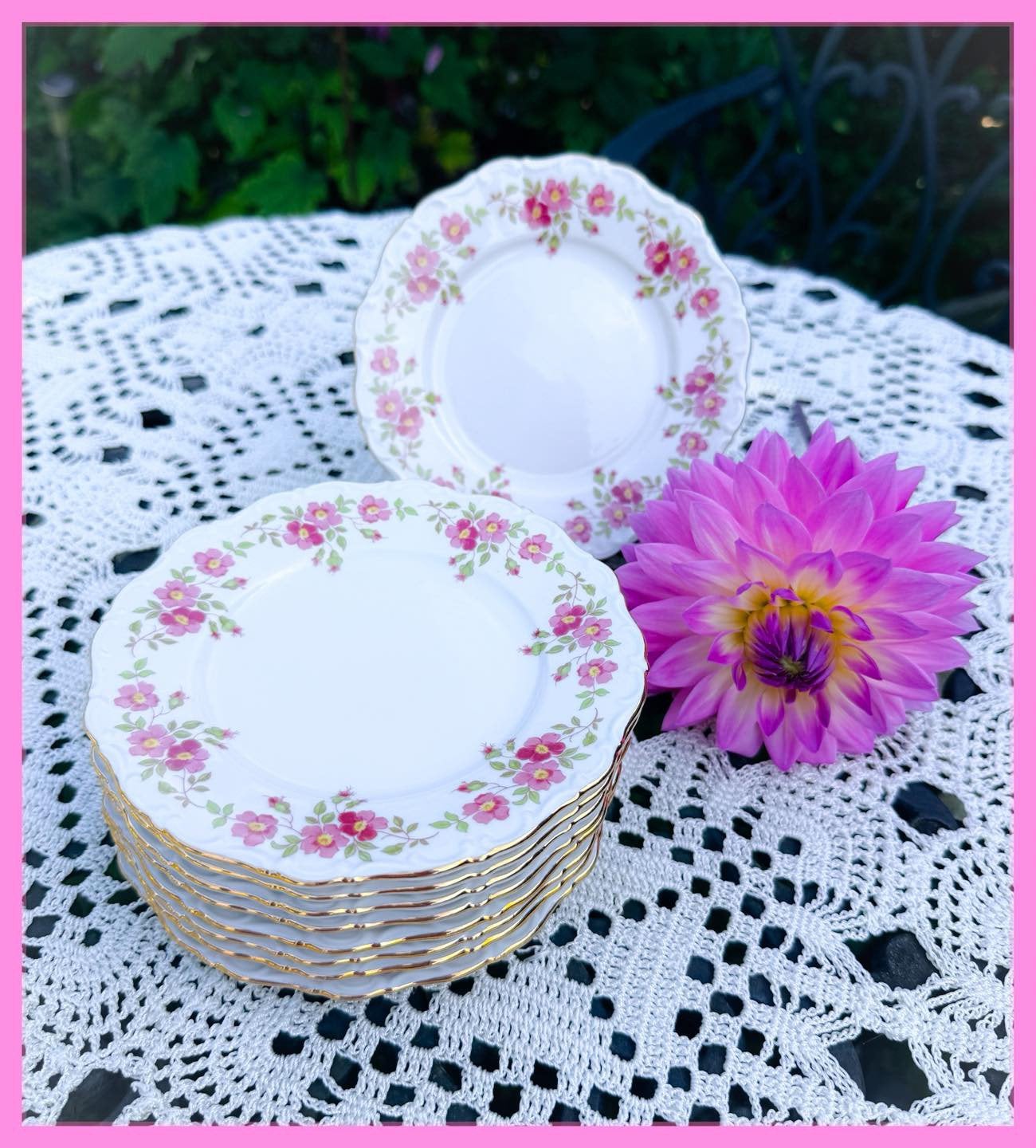 Brocante bordjes gebakbordjes high tea servies, Ophalen of Verzenden