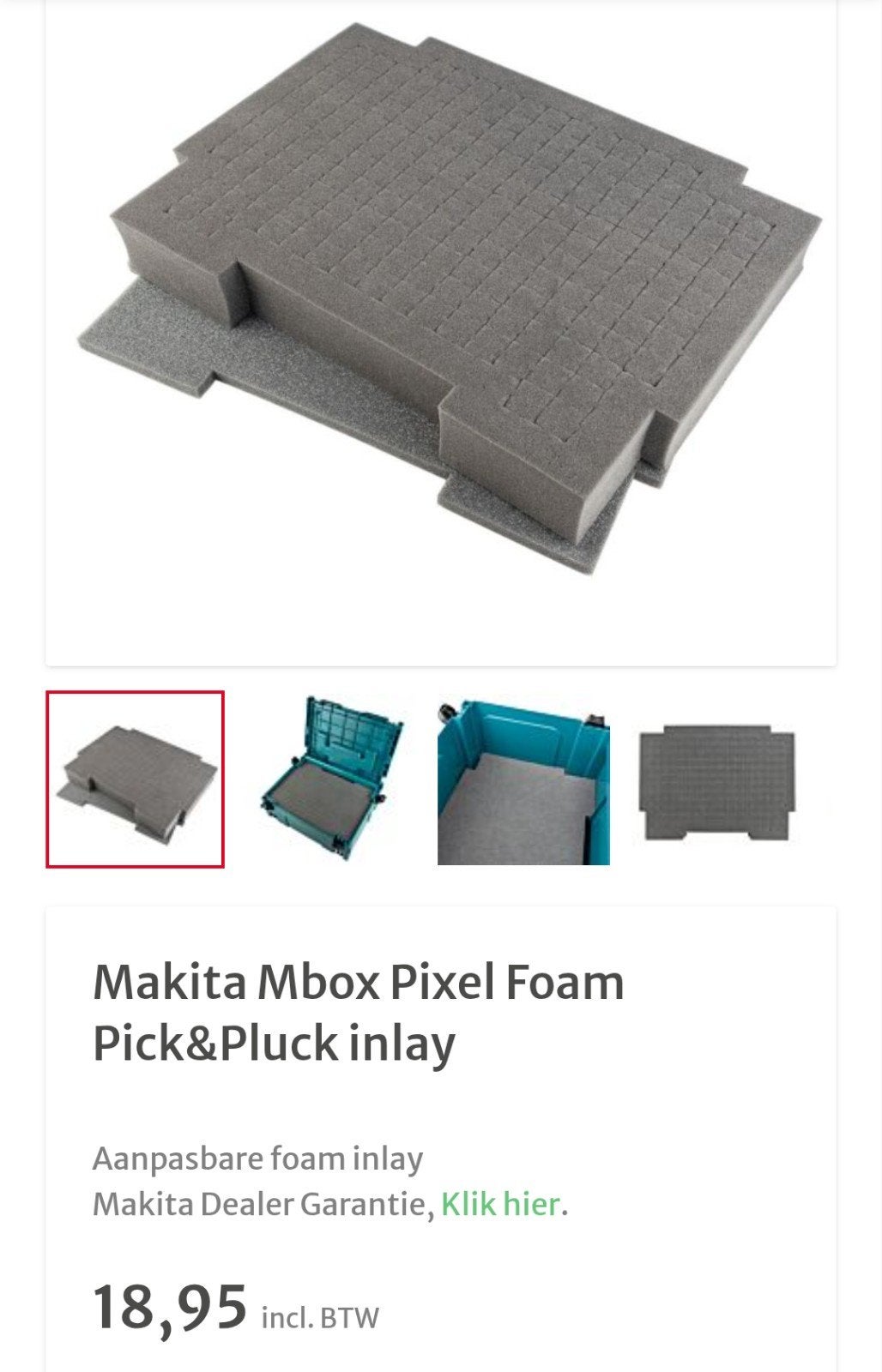 Makita Mbox /Festool Systainer pixelfoam inlay., Ophalen of Verzenden, Nieuw