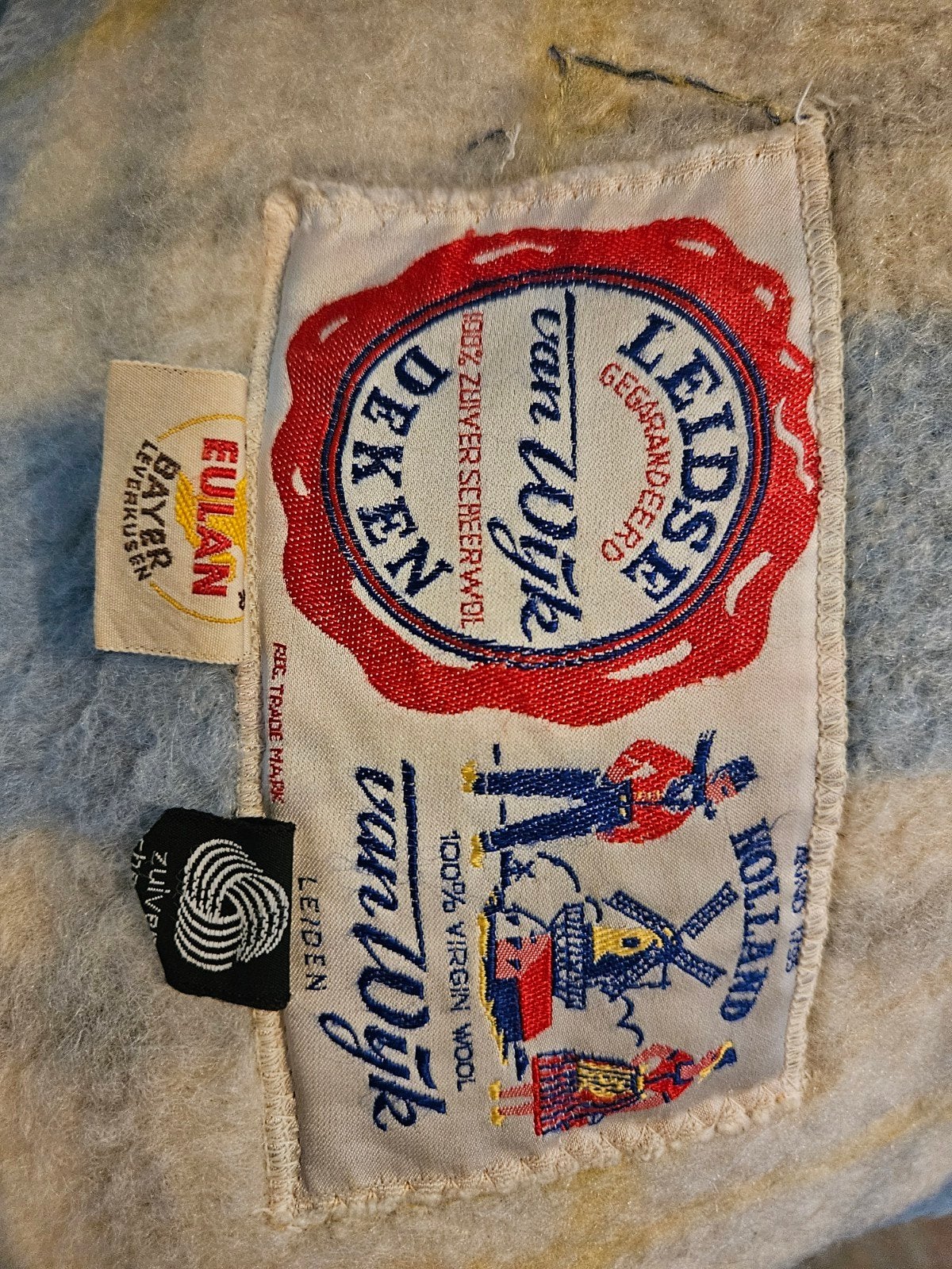 Leidse deken van Van Wijk, 100% zuiver scheerwol, Ophalen, Gebruikt, Blauw, Overige merken