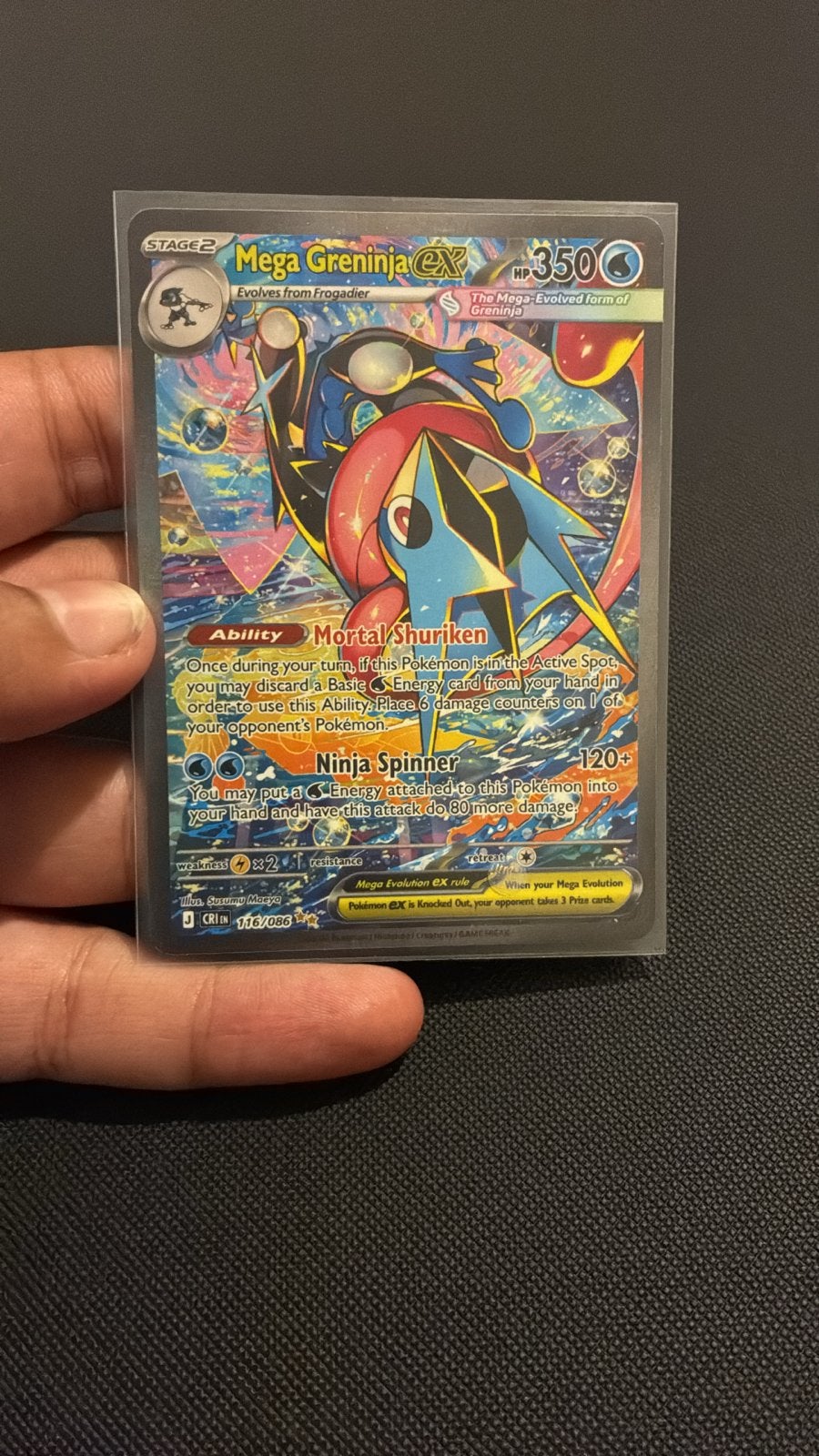 Mega Greninja EX 116 Pokémon Kaart - Choas Rising, Ophalen, Zo goed als nieuw, Losse kaart