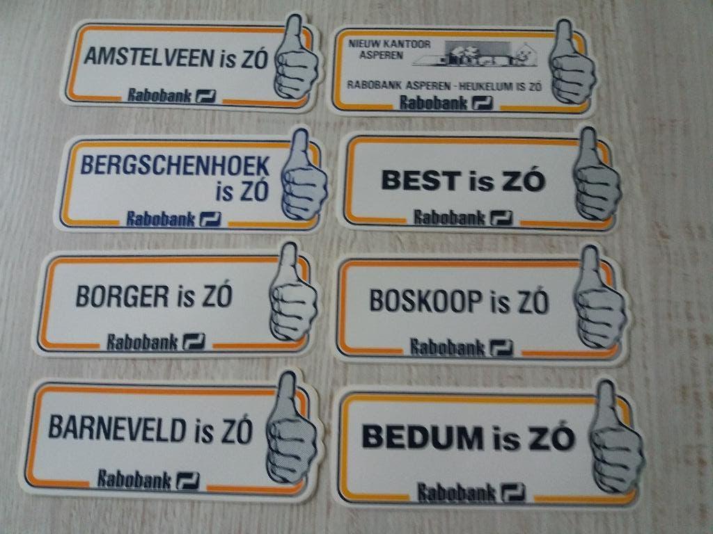 56 stickers Rabobank is ZÓ, Verzamelen, Stickers, Ophalen of Verzenden, Zo goed als nieuw, Bedrijf of Vereniging