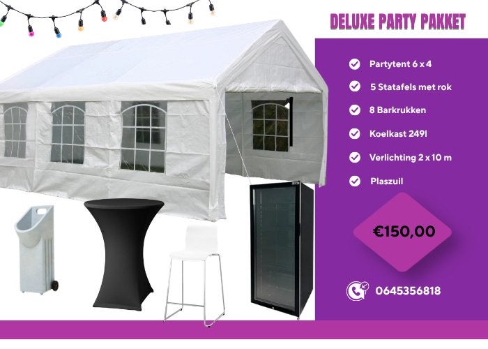 Partytent 6 x 4 te huur, Tuin en Terras, Partytenten, Ophalen, Zo goed als nieuw, Minder dan 5 meter