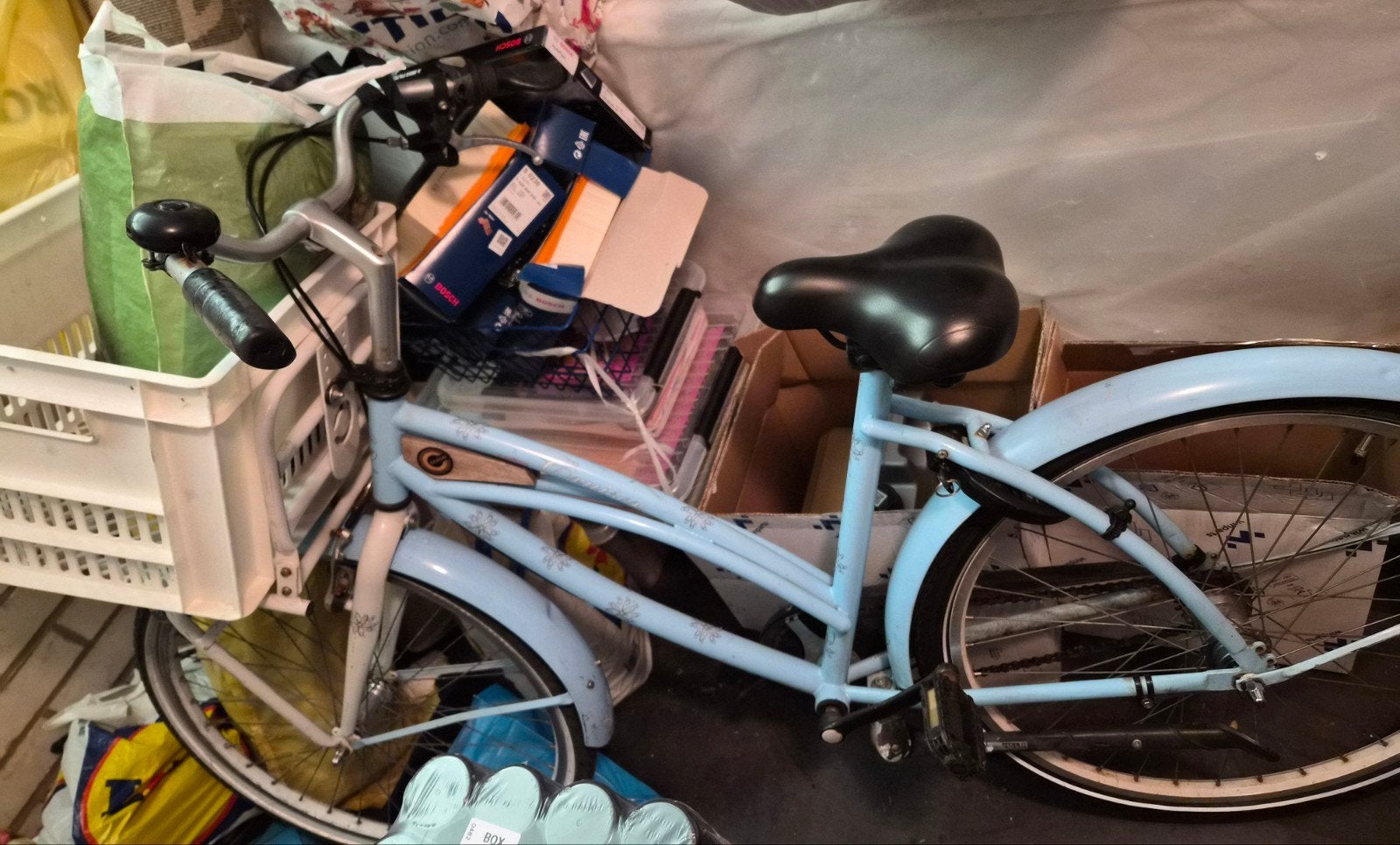 Lichtblauwe meisjefiets met mandje, Fietsen en Brommers, Fietsen | Dames | Damesfietsen, Terugtraprem, 50 tot 53 cm, Ophalen, Overige merken