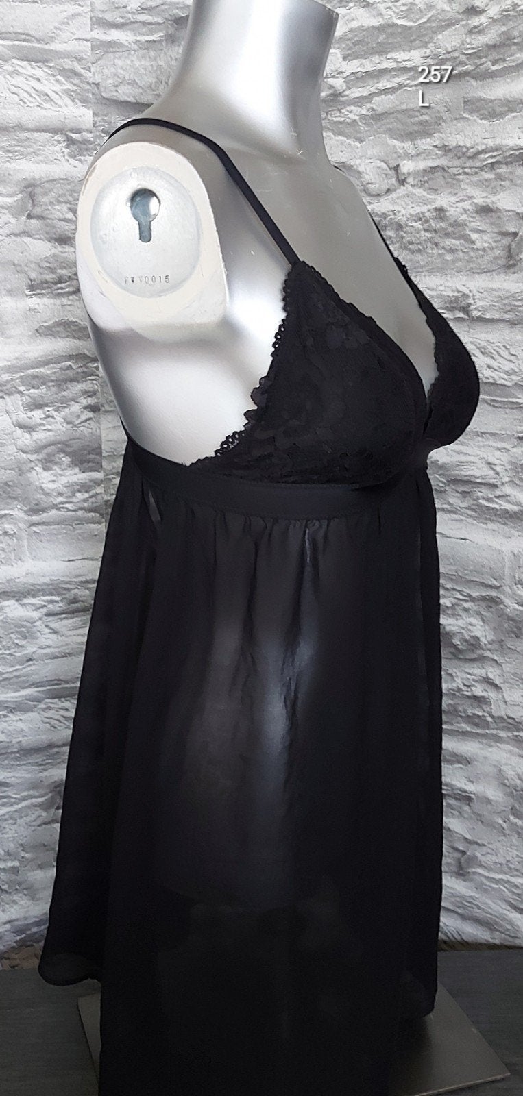 Sexy Zwarte babydoll met kant - L, Ophalen of Verzenden, Zwart, Nachtkleding