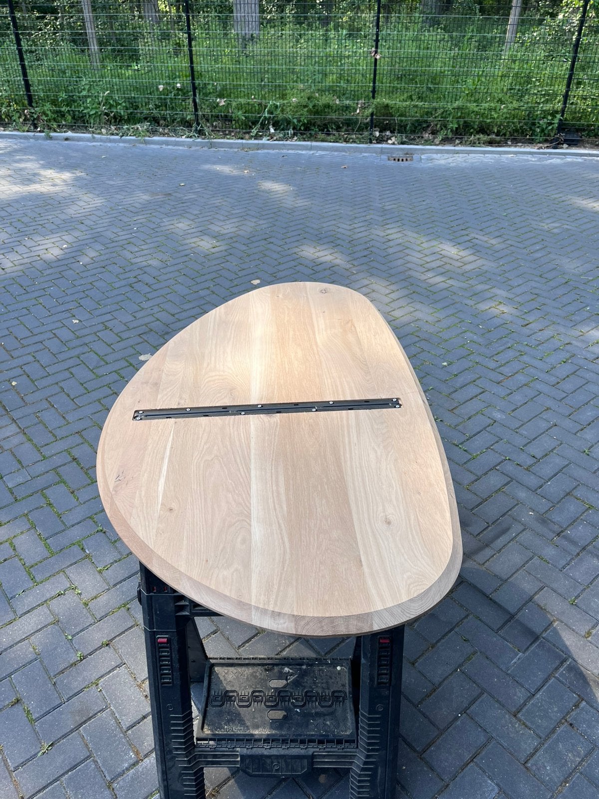 Organische eettafel Kiezel 160x90x3 verjongd eiken rustiek, Huis en Inrichting, Tafels | Eettafels, Ophalen, Eikenhout, Nieuw