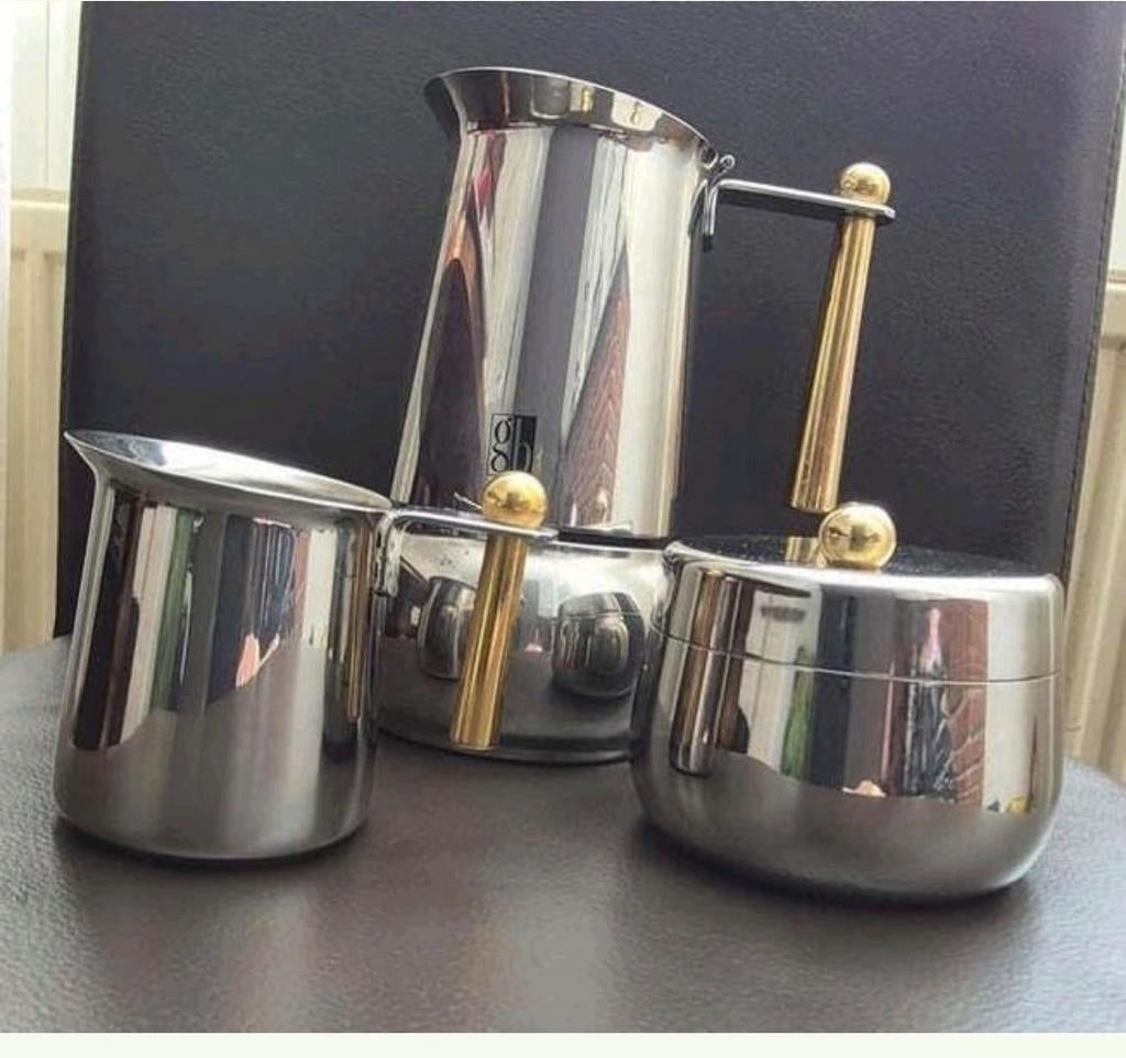 Vintage Guido Bergna espresso maker set, Overige typen, Zilver, Ophalen of Verzenden, Zo goed als nieuw