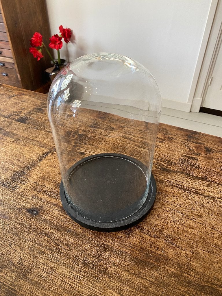 Brocante grote stolp met zwart houten onderbord, Antiek en Kunst, Ophalen of Verzenden