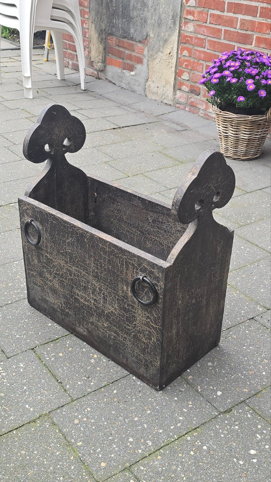 Houten Lectuurbak Hofstijl - Vintage Opberger, Ophalen, Lectuurbak, Zo goed als nieuw, Klassiek