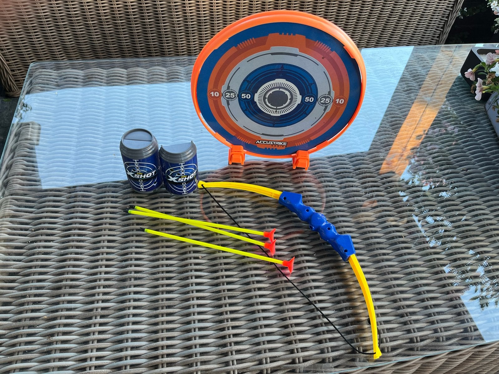 X-Shot Boogschietset met Doel en Blikjes, Ophalen of Verzenden, Gebruikt, Jongen of Meisje