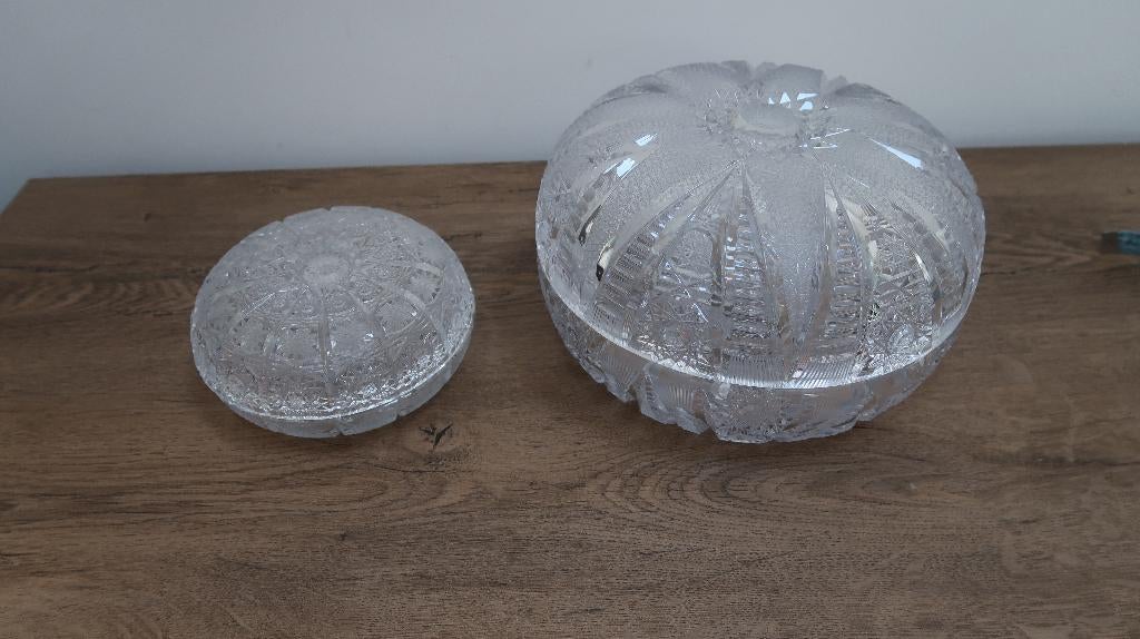 echte kristallen grote (koek) schaal en bonbon schaaltje, Ophalen of Verzenden