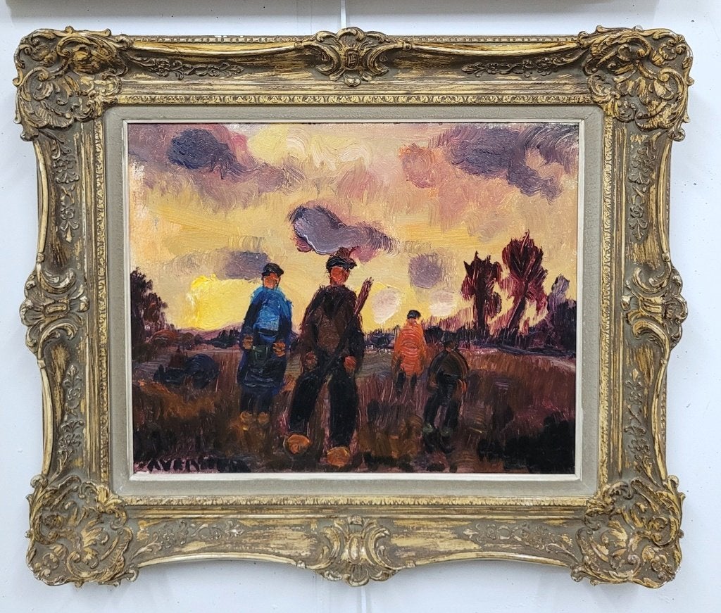 Alfons VERMEIR, de terugkeer van het veld, Antiek en Kunst, Doek, Expressionistisch, Ophalen of Verzenden, Olieverf