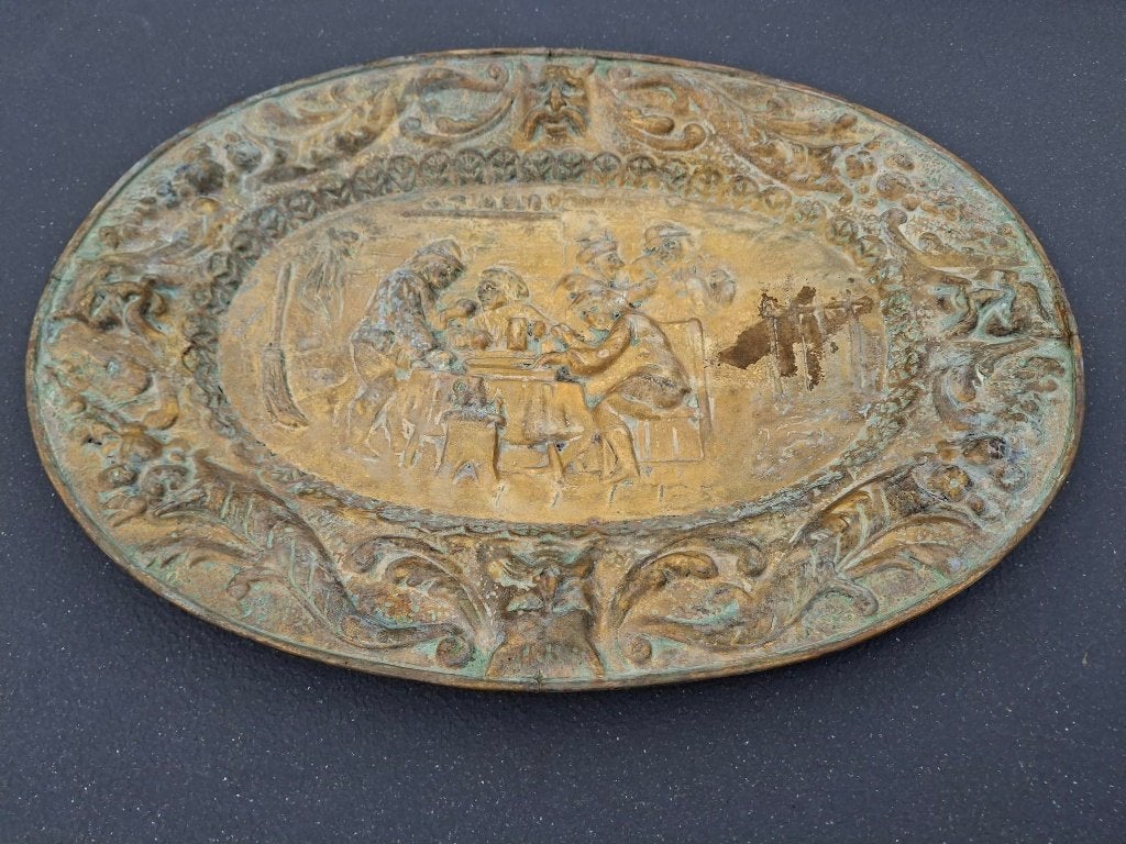 Oude grote koperen schaal, Ophalen of Verzenden