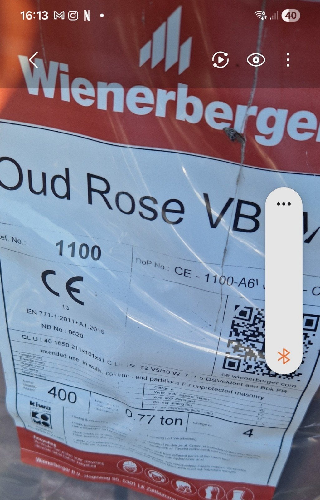 Metselstenen Wienerberger Oud Rose VB, ruim 2 tassen, Ophalen of Verzenden, Nieuw, Bakstenen