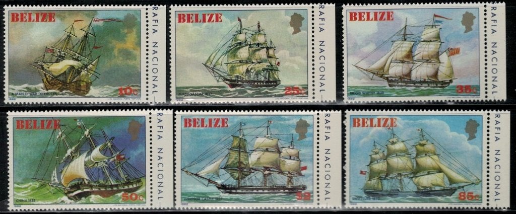 S573 Belize 625/30 postfris Schepen, Postzegels en Munten, Verzenden, Postfris, Overige thema's