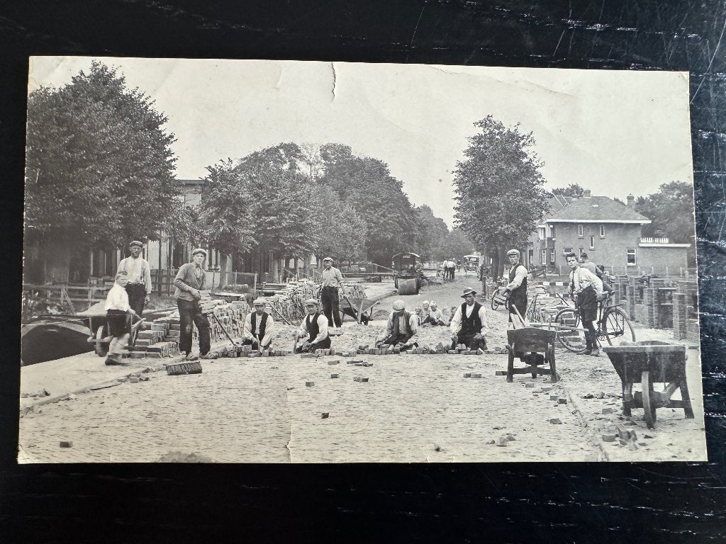 fotokaart Waddinxveen stratenmakers, Ophalen of Verzenden, Voor 1920, Ongelopen, Zuid-Holland