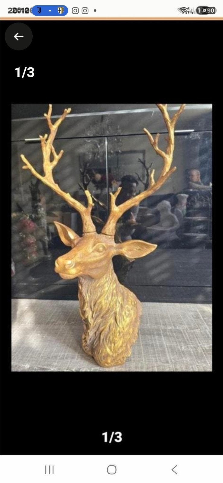 Prachtige gouden hertenkop decoratie, Ophalen of Verzenden, Nieuw, Dier