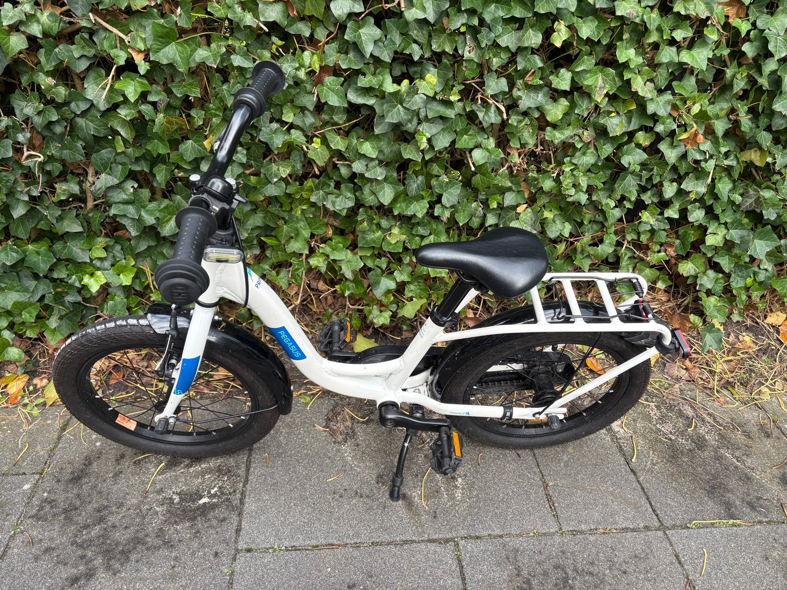 Pegasus Prima 16 inch kinderfiets - Wit/Blauw, Ophalen, Gebruikt, Terugtraprem, 16 tot 20 inch