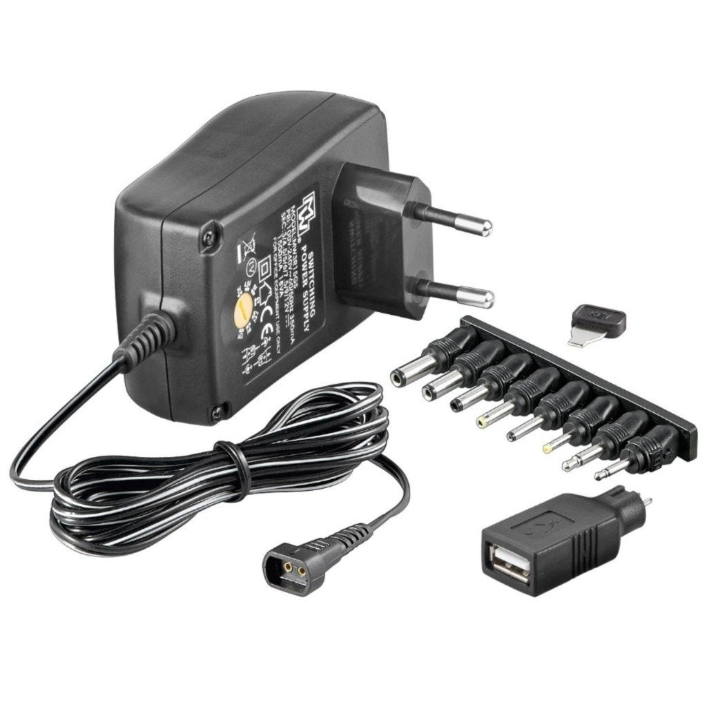 Nedis Universele AC/DC Adapter – 3-12V, 1500mA, 9 pluggen, Ophalen of Verzenden, Nieuw