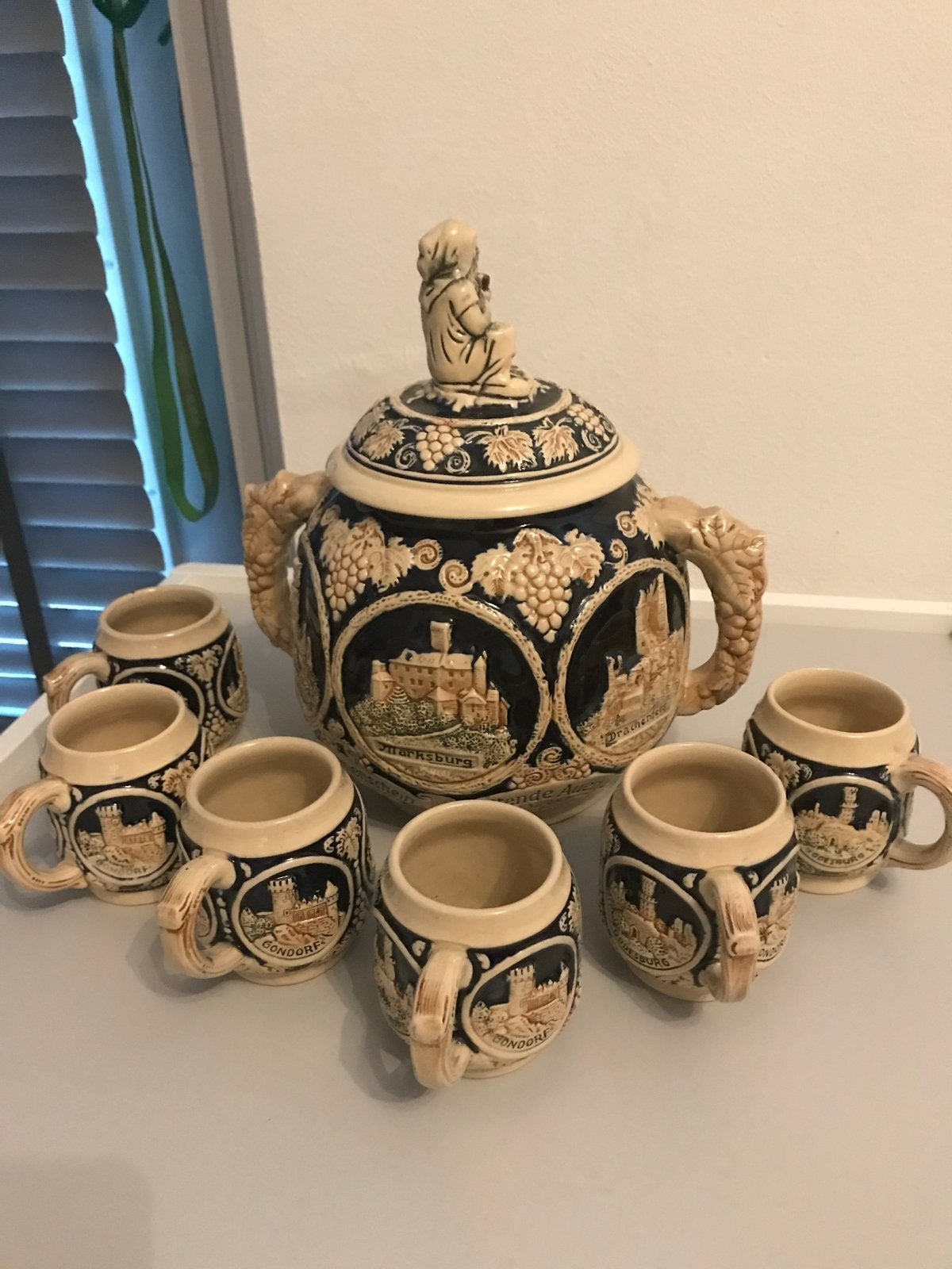 Vintage Duitse Bierpul Set - Punch Bowl en 6 Mokken, Antiek en Kunst, Ophalen of Verzenden
