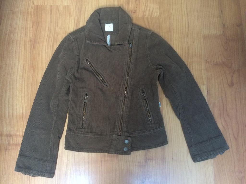 RAGS FOR GIRLS / RFG stoer bruin ribjasje / jas ribstof 140, Kinderen en Baby's, Kinderkleding | Maat 140, Gebruikt, Meisje, Jas