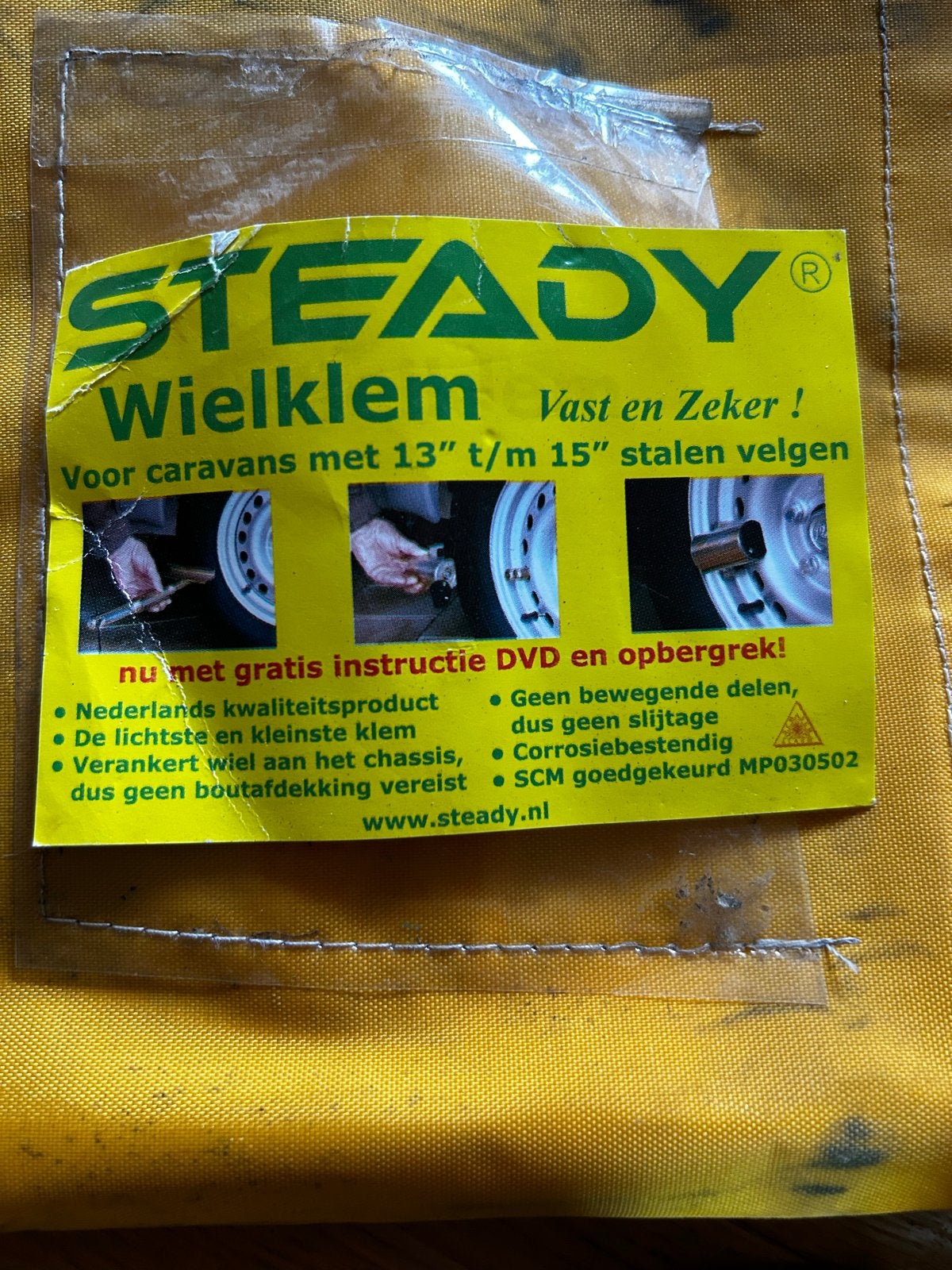 Steady Wielklem SCM Goedgekeurd voor 13"-15" velgen, Caravans en Kamperen, Caravan accessoires, Ophalen of Verzenden, Zo goed als nieuw