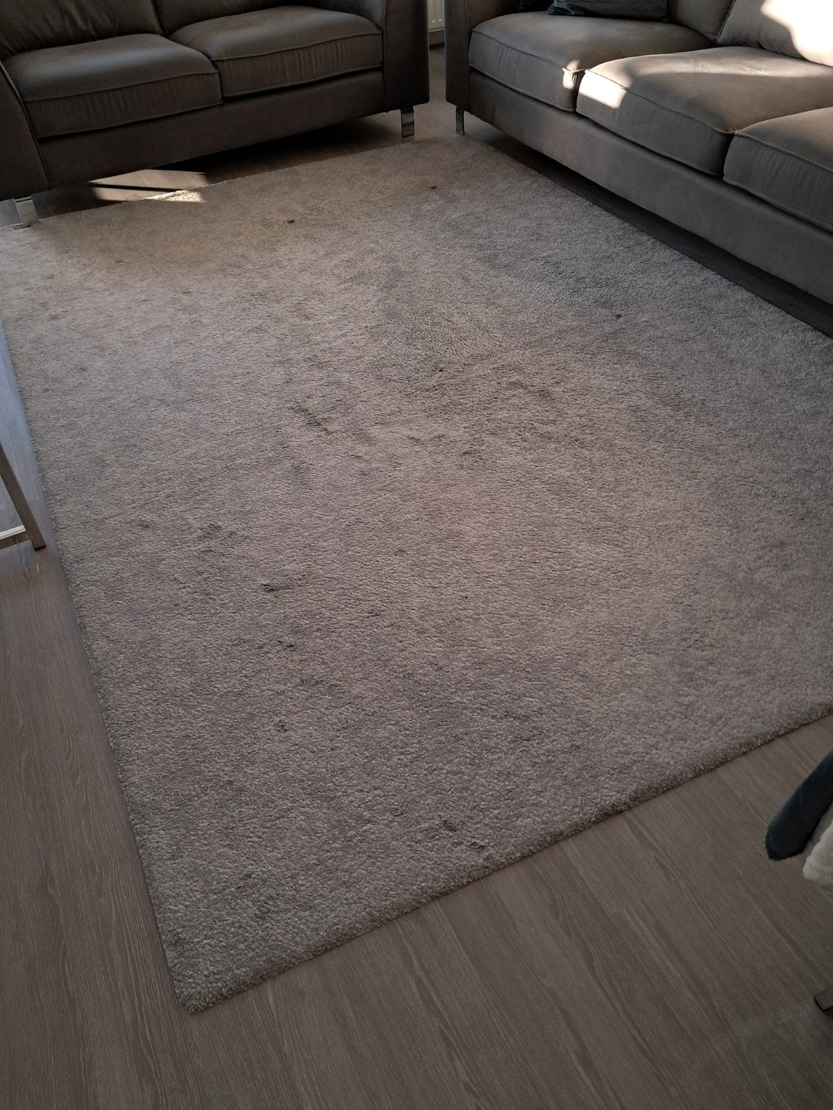 Set van 2 grijze IKEA tapijten: rechthoekig en rond, Gebruikt, 200 cm of meer, Ophalen of Verzenden, 200 cm of meer