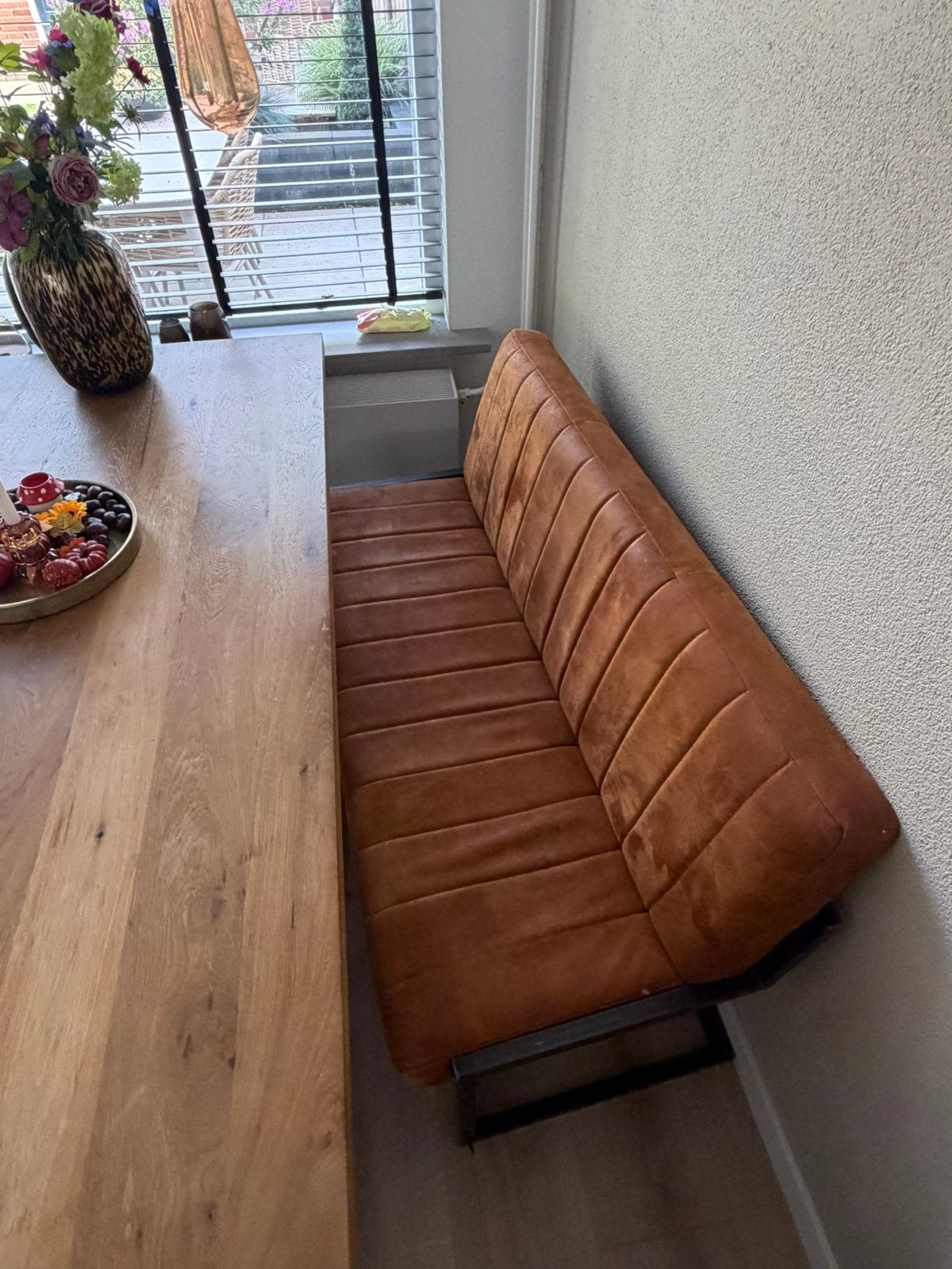 Microleder eetbank, Ophalen, Minder dan 75 cm, Tweepersoons, Zo goed als nieuw