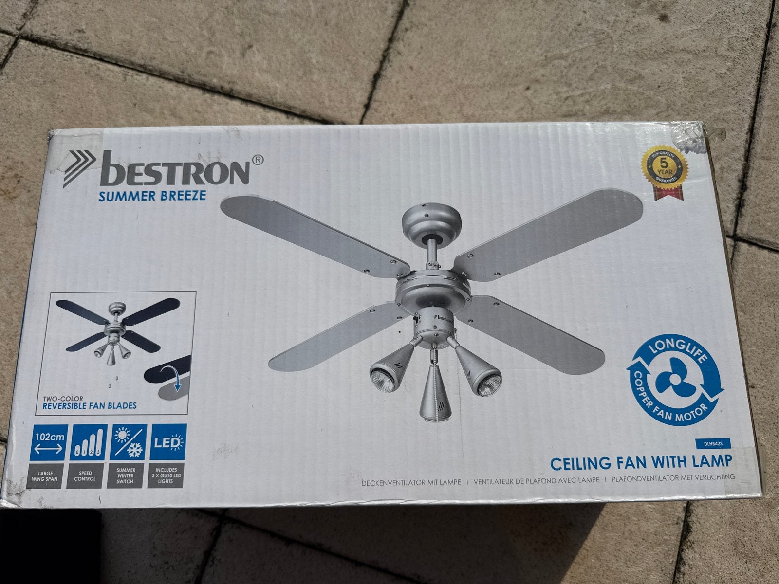 Bestron DLHB42S plafond ventilator, Ophalen of Verzenden, Nieuw, Plafondventilator