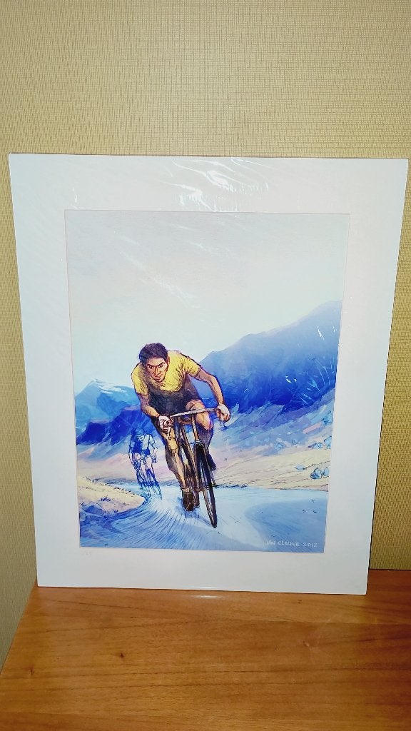 Aquarel striptekenaar Jan Cleijne Helden van Tour de France, Ophalen of Verzenden